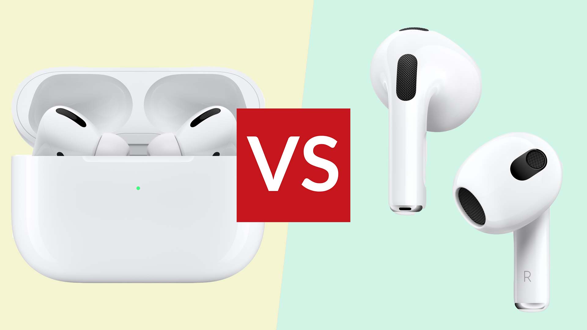 Apple AirPods Pro и Apple Airpods 3-го поколения, на изображении показаны оба набора наушников