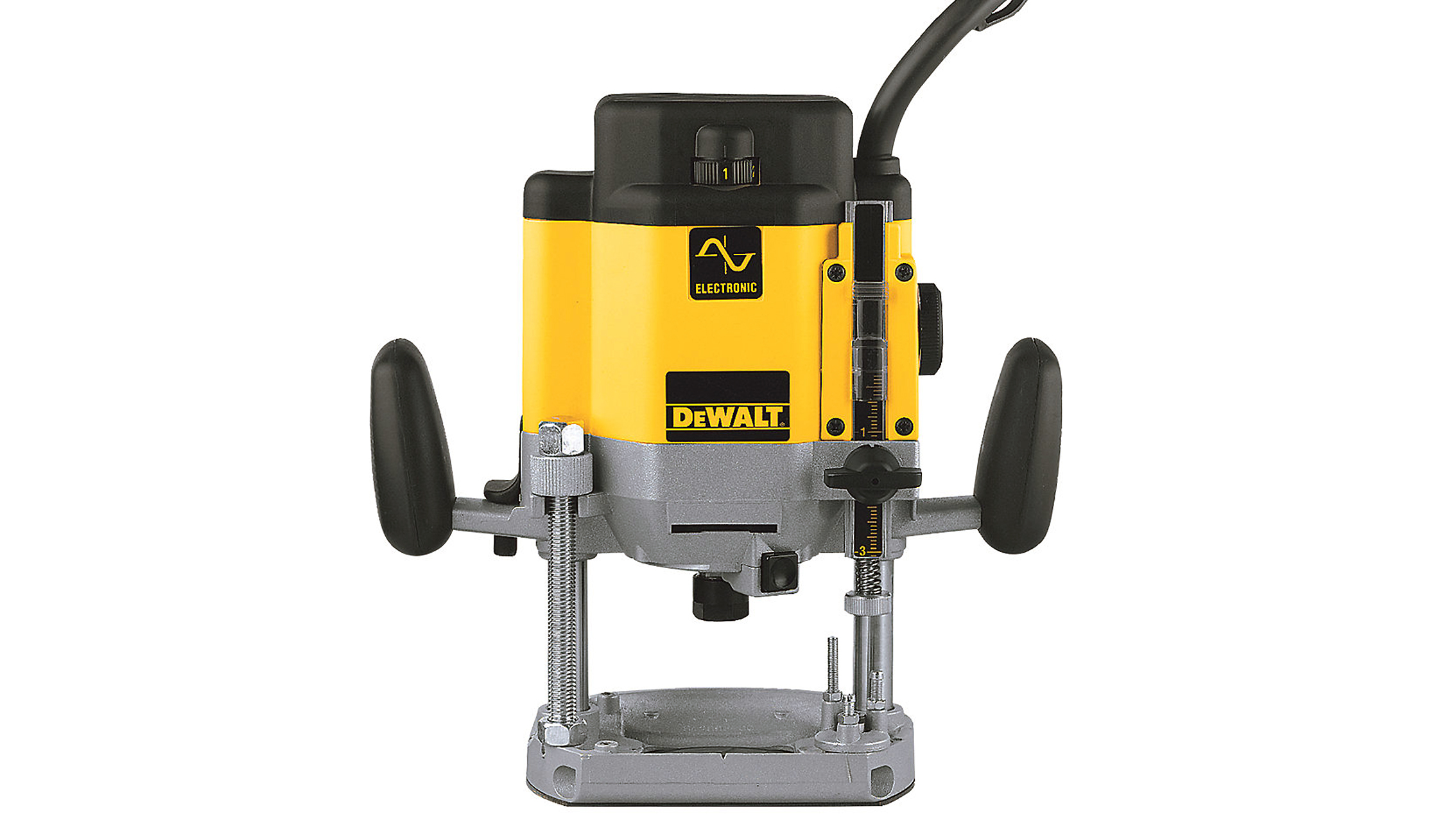 Маршрутизатор DeWalt DW625EK-GB 2000 Вт на белом фоне