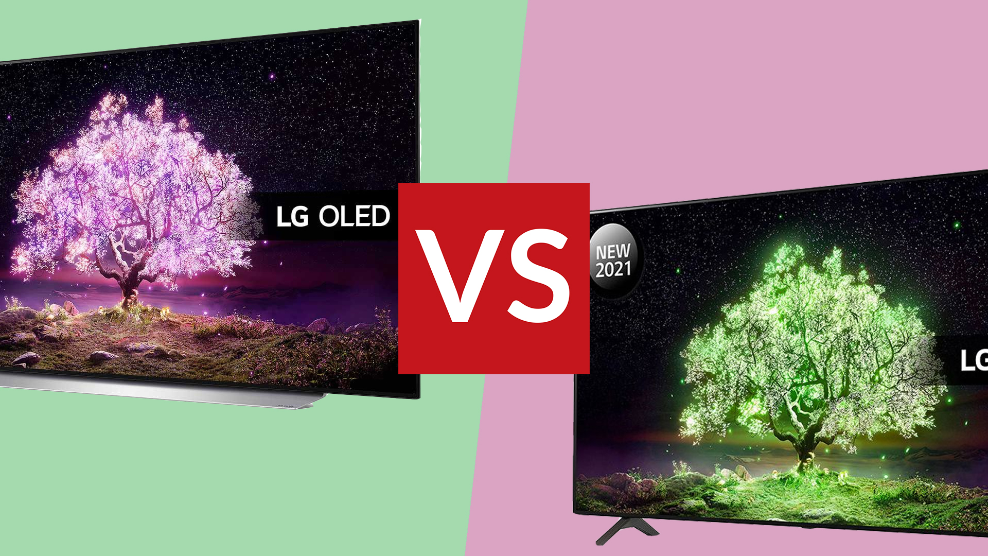 Телевизоры LG A1 и LG B1 на цветном фоне