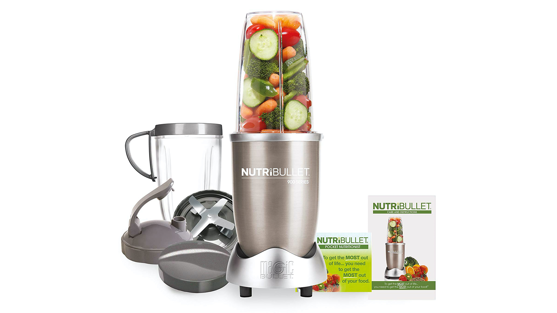 Лучшие блендеры NutriBullet 2019: серия NutriBullet 900 на белом фоне