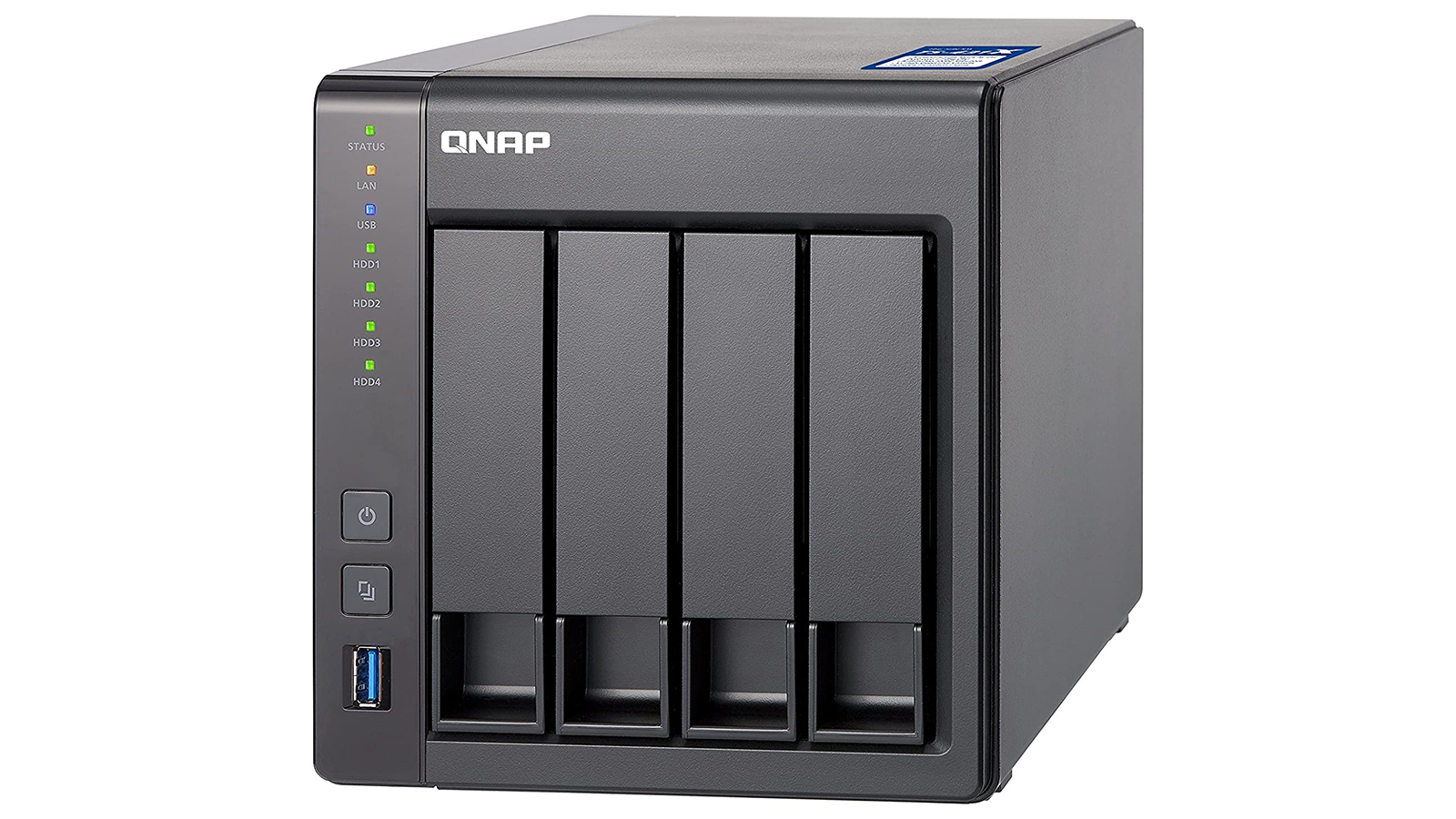 Сетевой накопитель QNAP TS-431X на белом фоне