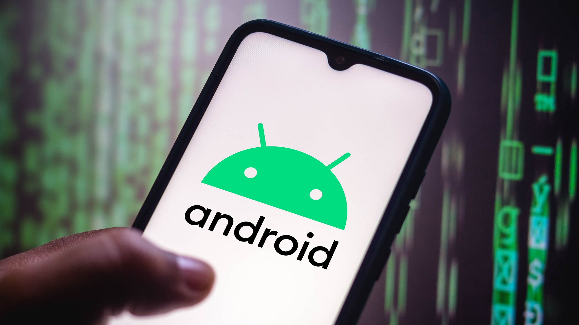 Телефон Android с символами безопасности в фоновом режиме