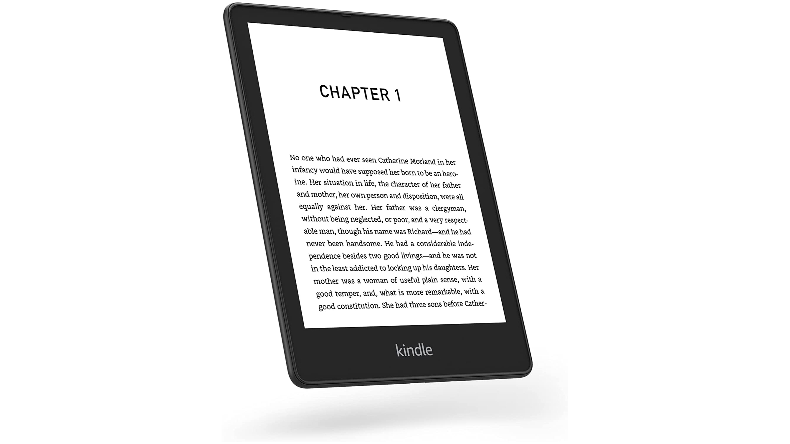 Kindle Paperwhite Signature Edition черного цвета на белом фоне