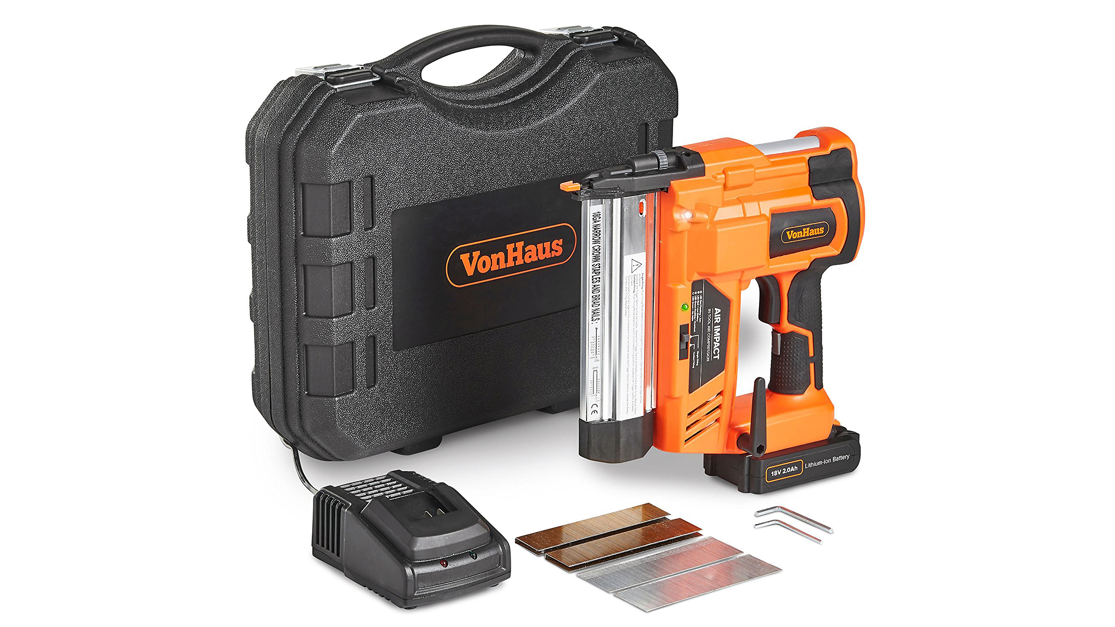 VonHaus Cordless Electric 2 в 1 Nail & Staple Gun на белом фоне