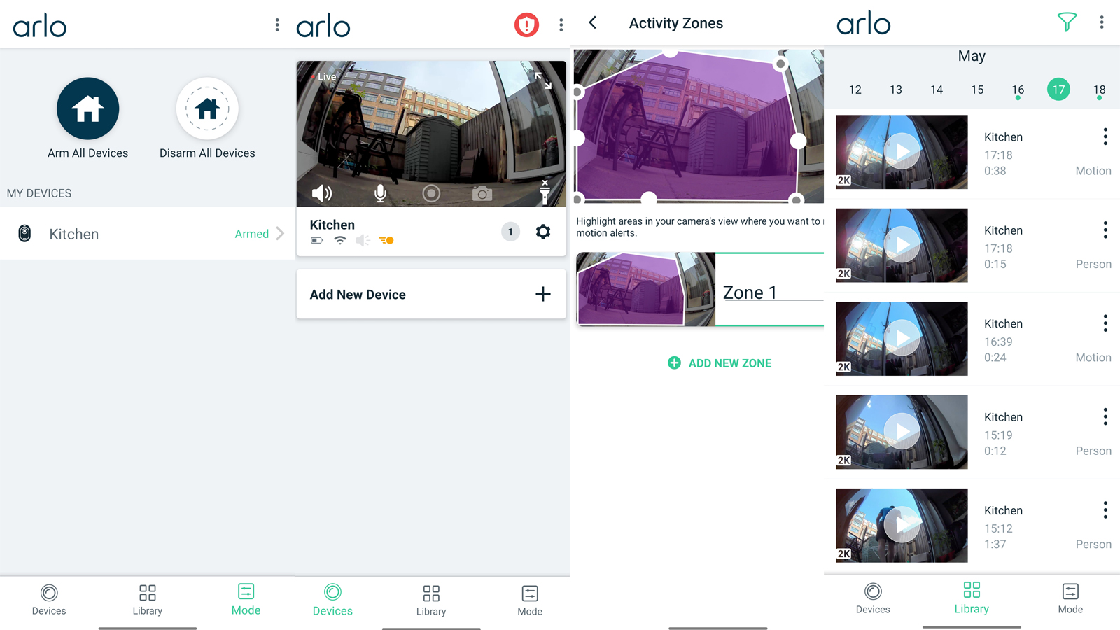 Обзор Arlo 4 Pro: скриншоты приложения Arlo