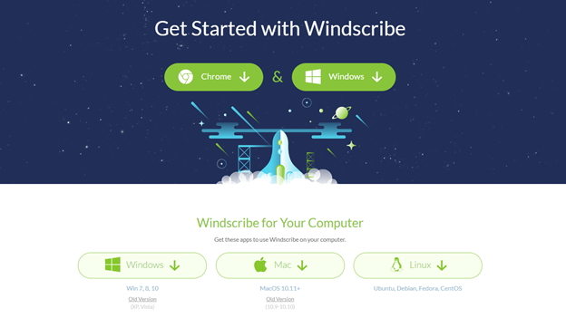 Снимок экрана с веб-сайта Windscribe с подробным описанием совместимости различных устройств.