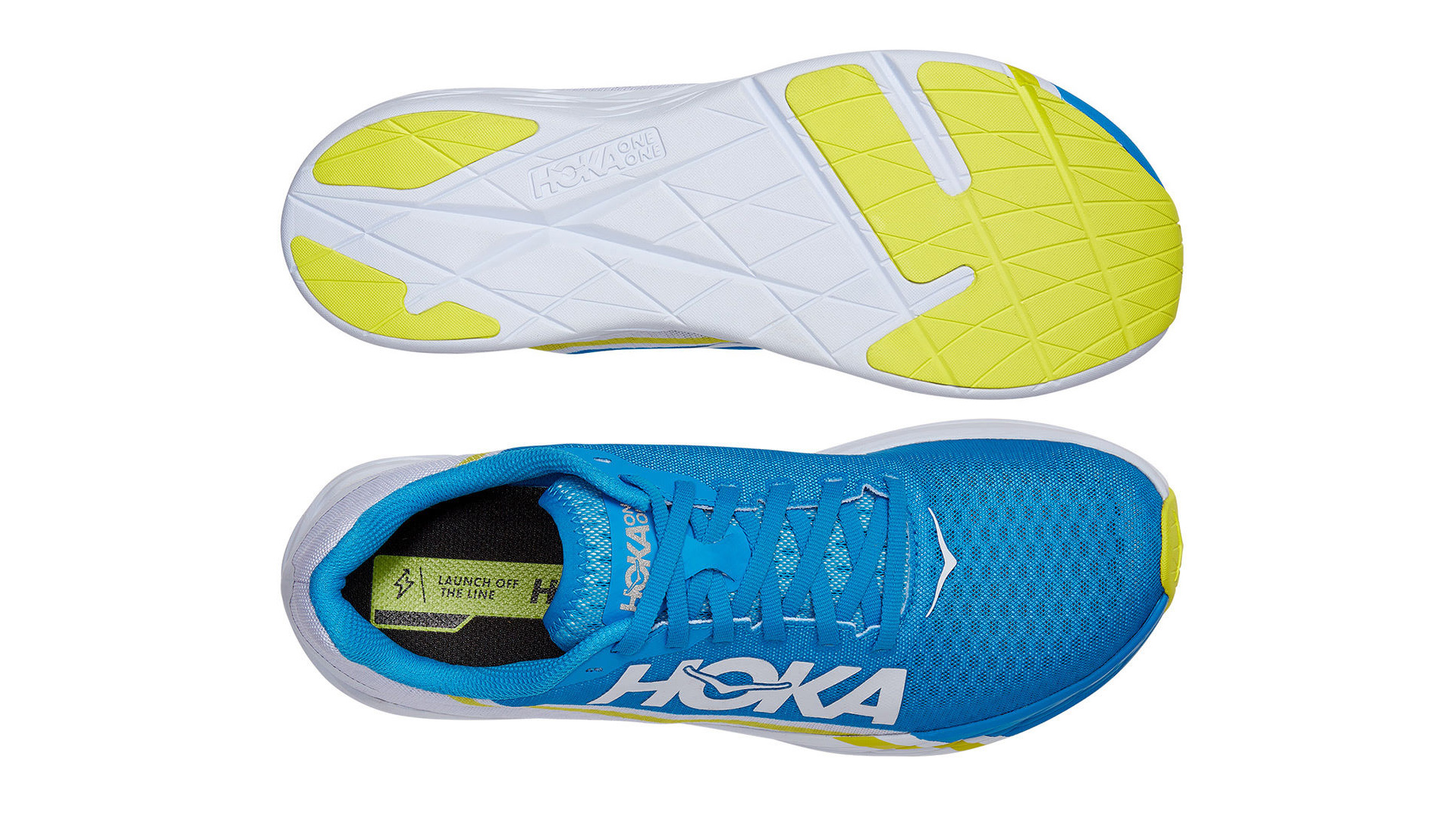 Обзор Hoka One One Rocket X: на фото обувь на белом фоне