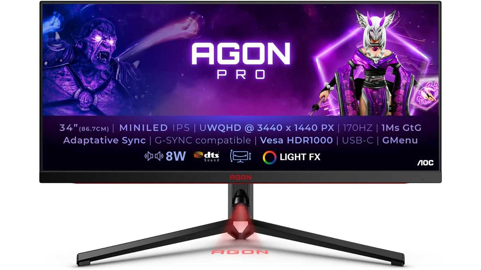 Сверхширокий монитор AOC Agon Pro AG344UXM спереди